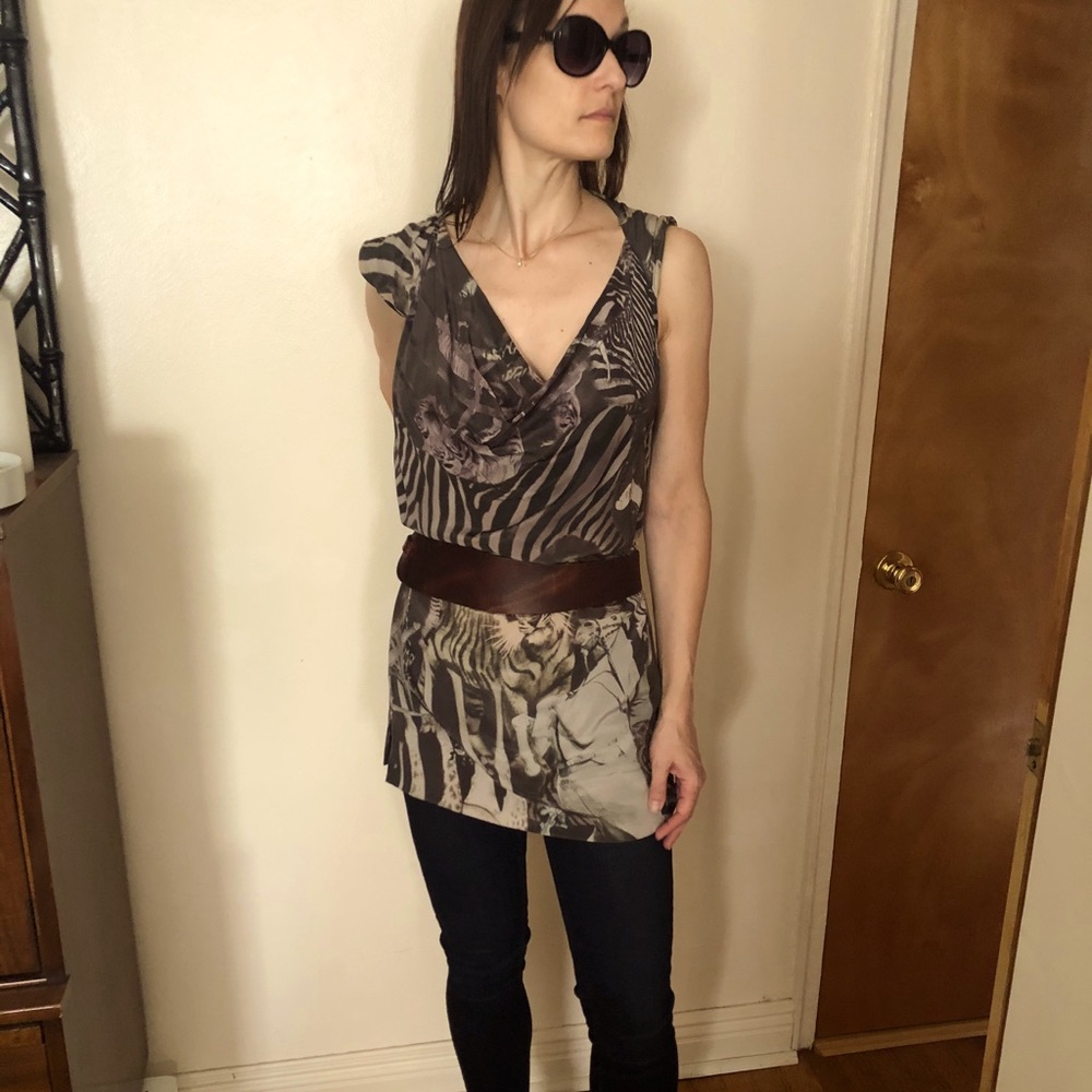 Allsaints silk animal print top
